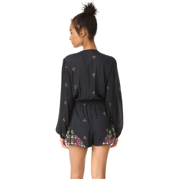 Jen's Pirate Booty Jaguar Romper In Huichol Black Women's Size Large.Armpit to - Picture 3 of 3